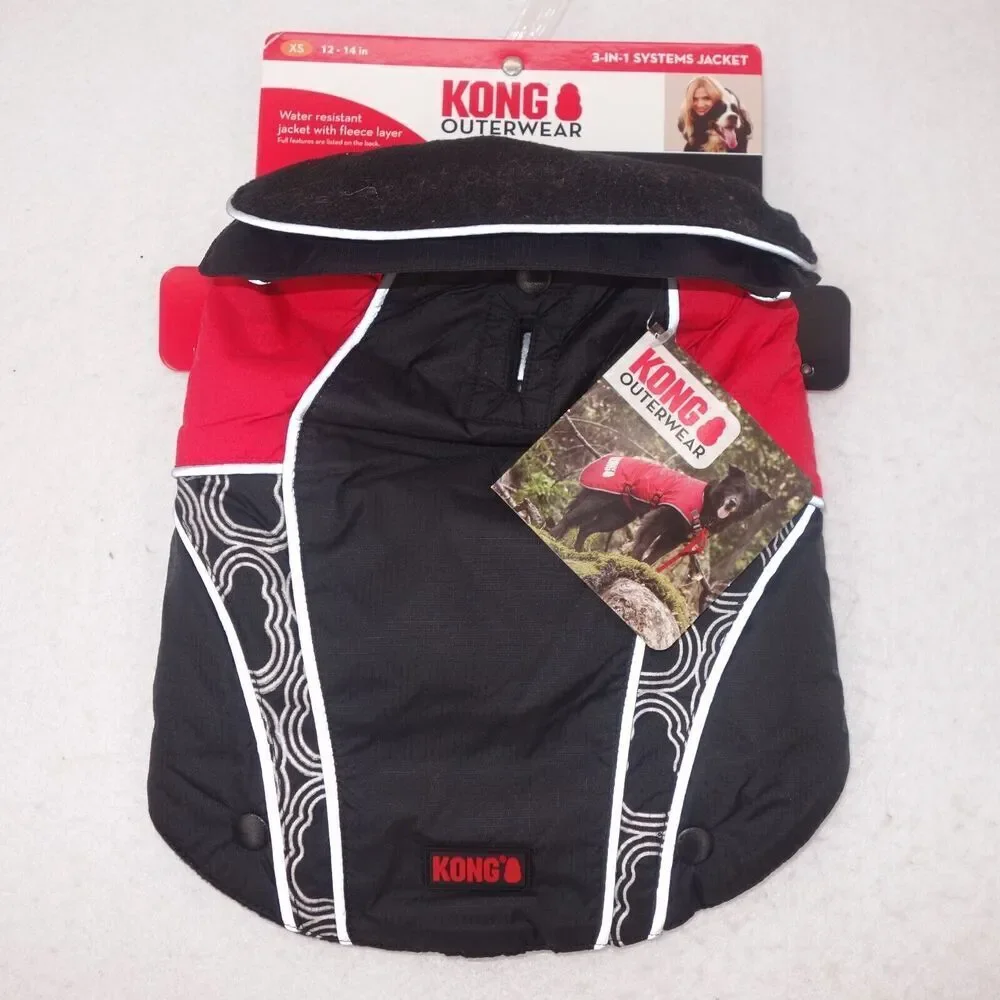 New KONG Outerwear 3 in 1 Systems Jacket Puppy Dog Size XS Water Resistant Fleec